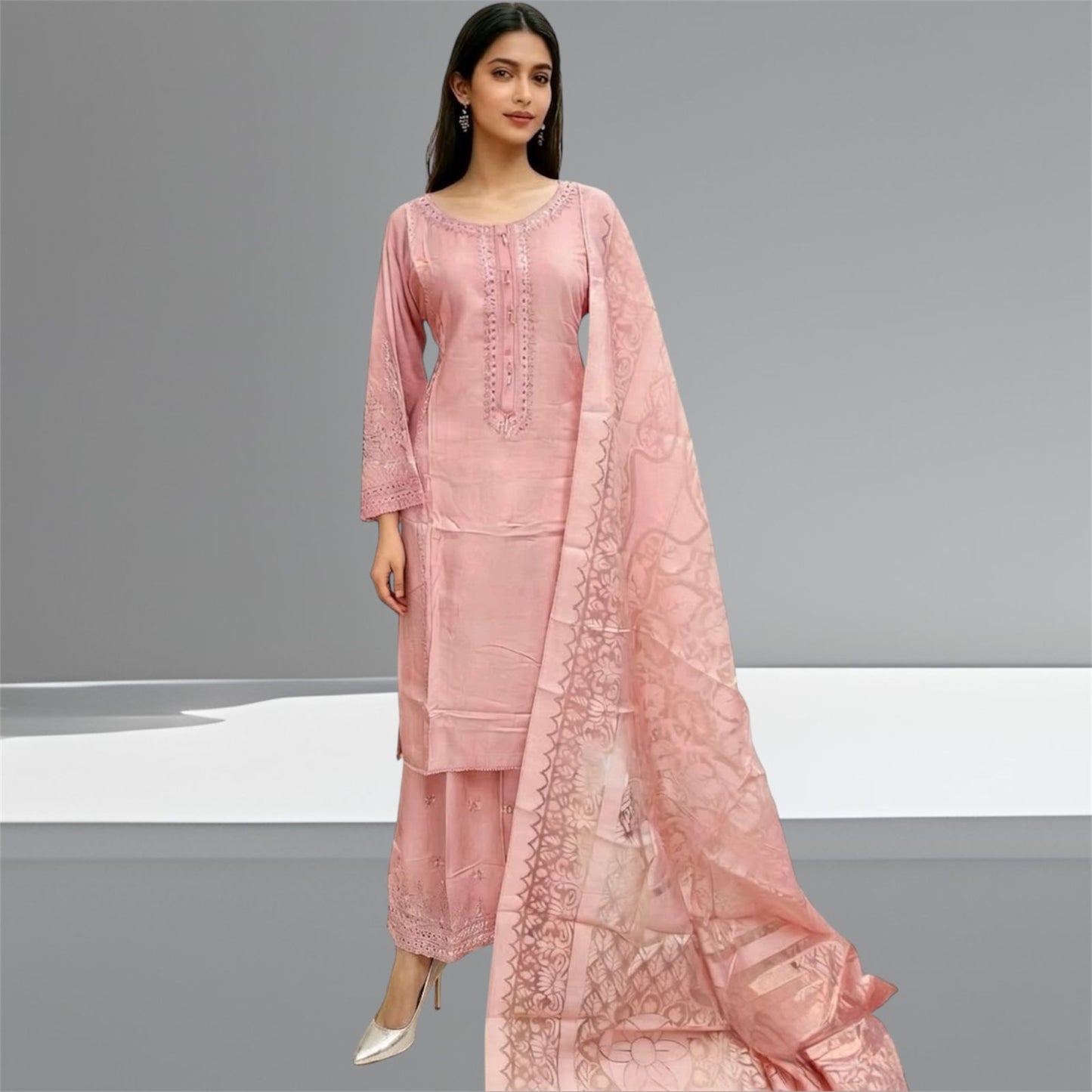 Ready Made Embroidered Sequins suit with Palazzo Trousers