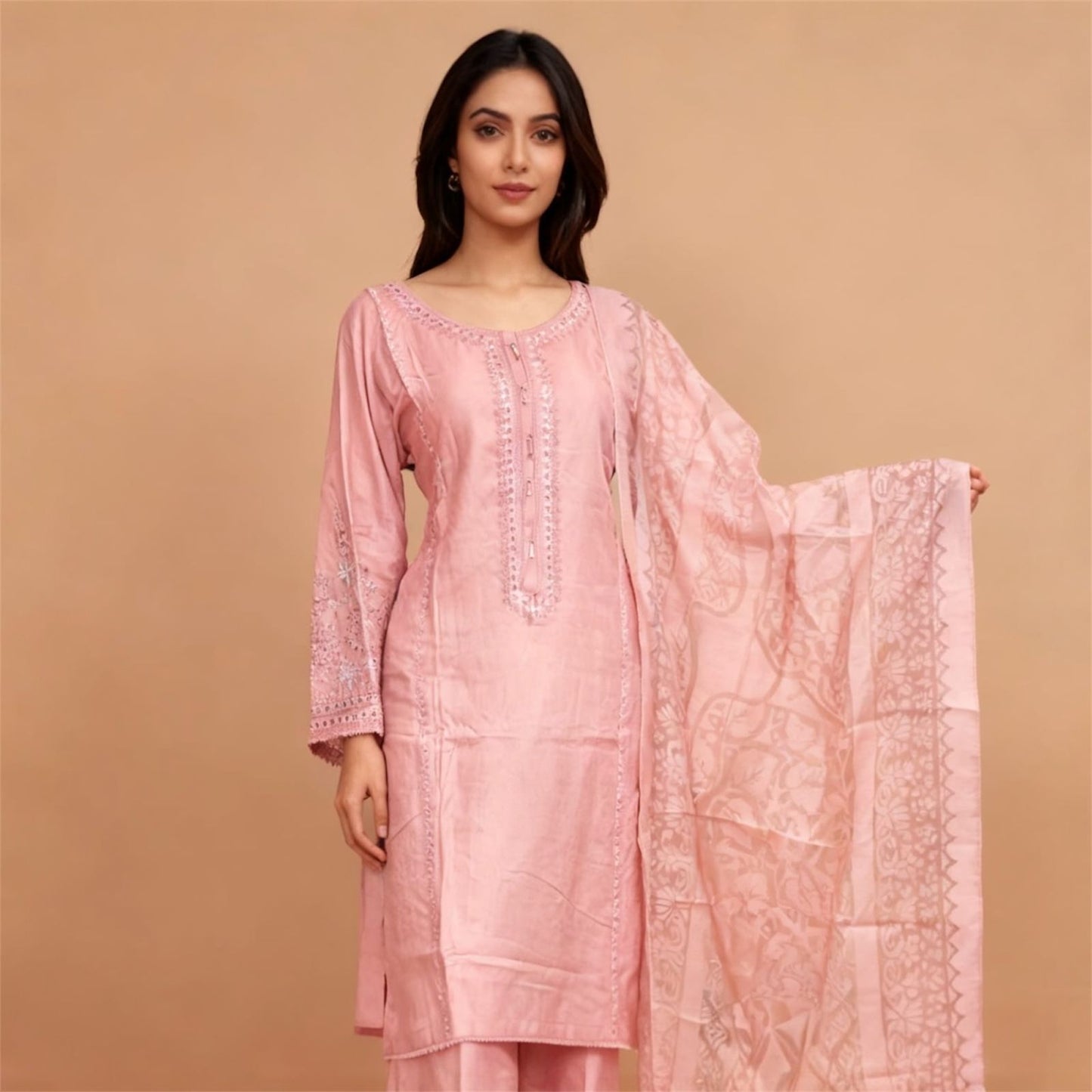 Ready Made Embroidered Sequins suit with Palazzo Trousers
