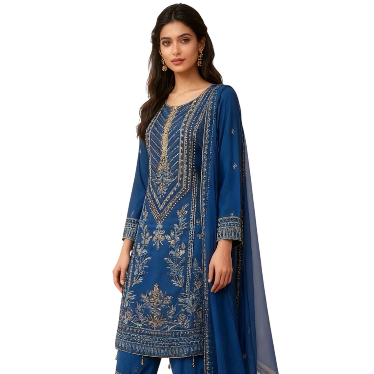 Womenswear Sharara Outfit with Embroidery and Stone Work, Long Sleeve for  Comfortable Lightweight Soft  Chiffon