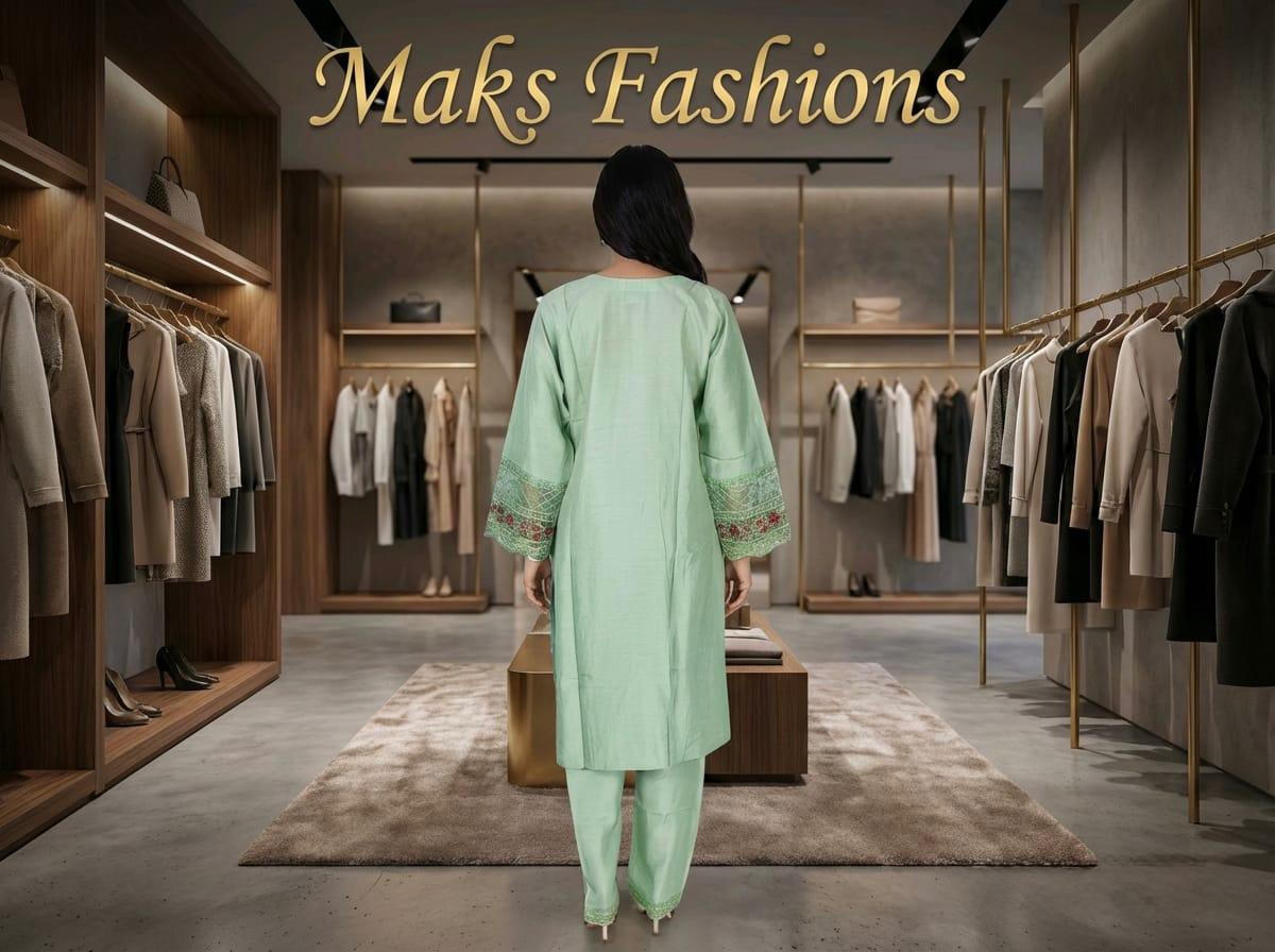 Embroidered Sequins suit with trouser suit and printed duppata