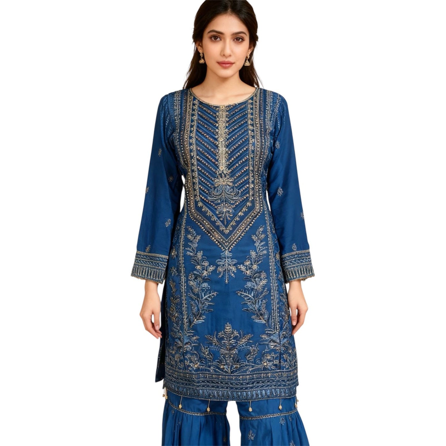 Womenswear Sharara Outfit with Embroidery and Stone Work, Long Sleeve for  Comfortable Lightweight Soft  Chiffon