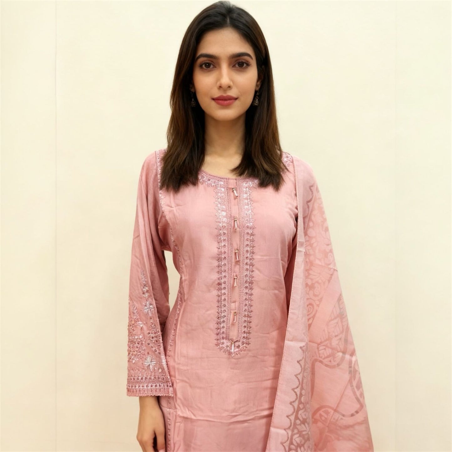 Ready Made Embroidered Sequins suit with Palazzo Trousers