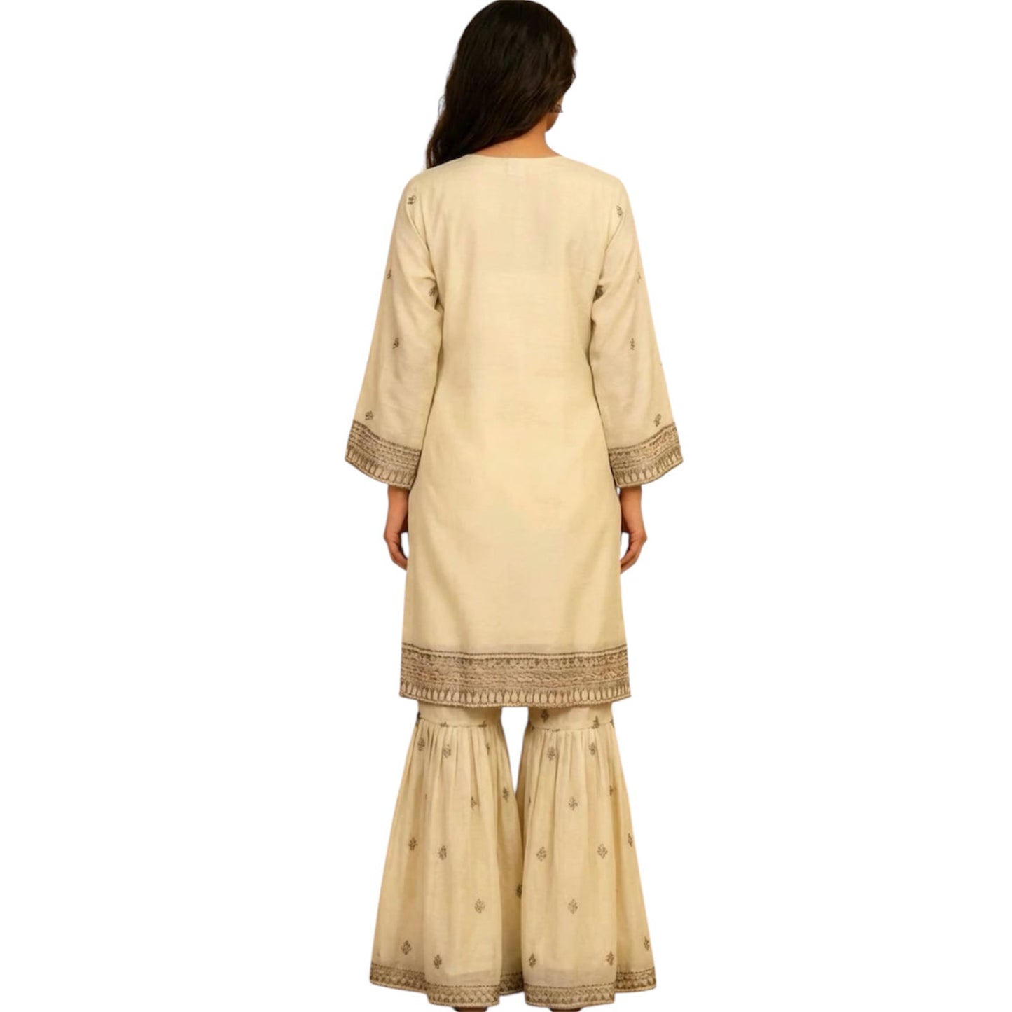Womenswear Sharara Outfit with Embroidery and Stone Work, Long Sleeve for  Comfortable Lightweight Soft  Chiffon