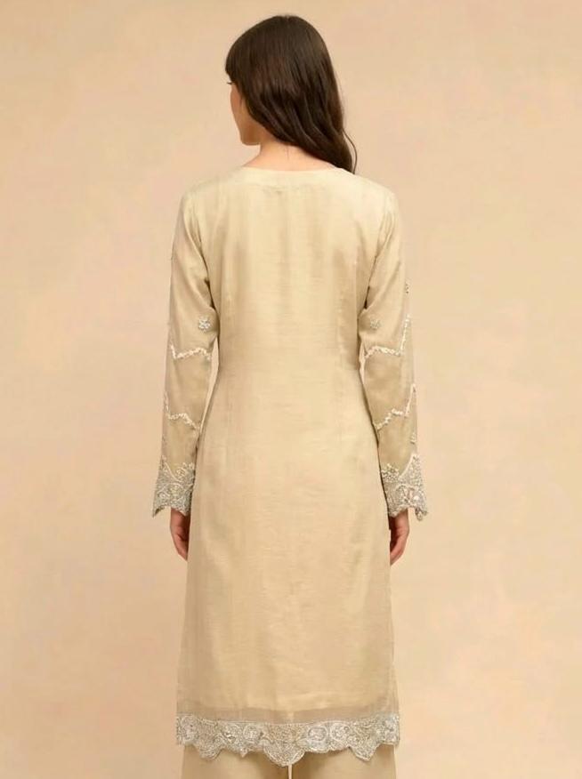 Three-piece Asian Chiffon suit with palazzo trouser