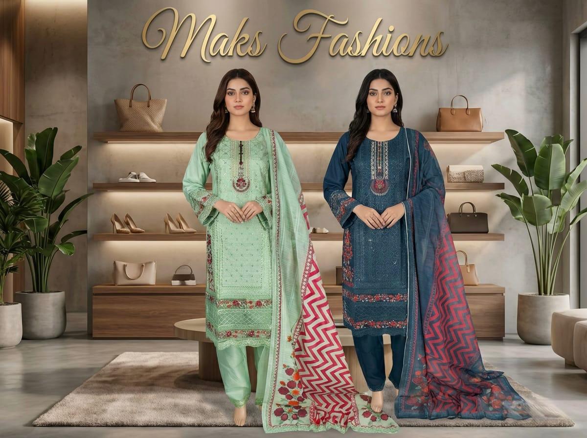 Embroidered Sequins suit with trouser suit and printed duppata