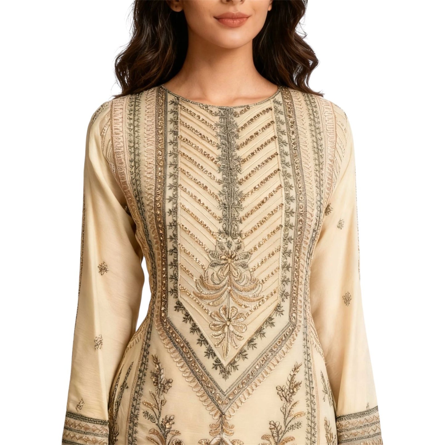 Womenswear Sharara Outfit with Embroidery and Stone Work, Long Sleeve for  Comfortable Lightweight Soft  Chiffon