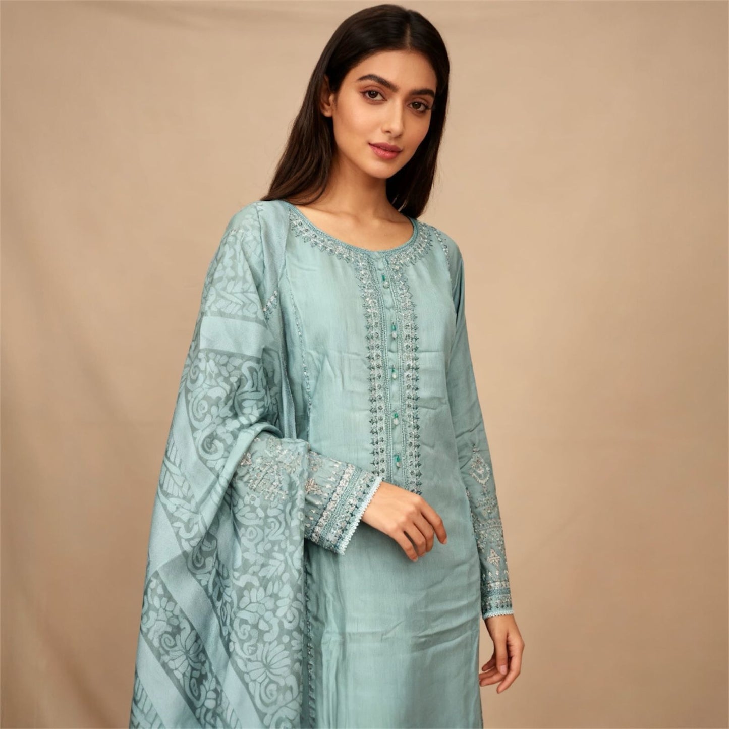 Ready Made Embroidered Sequins suit with Palazzo Trousers