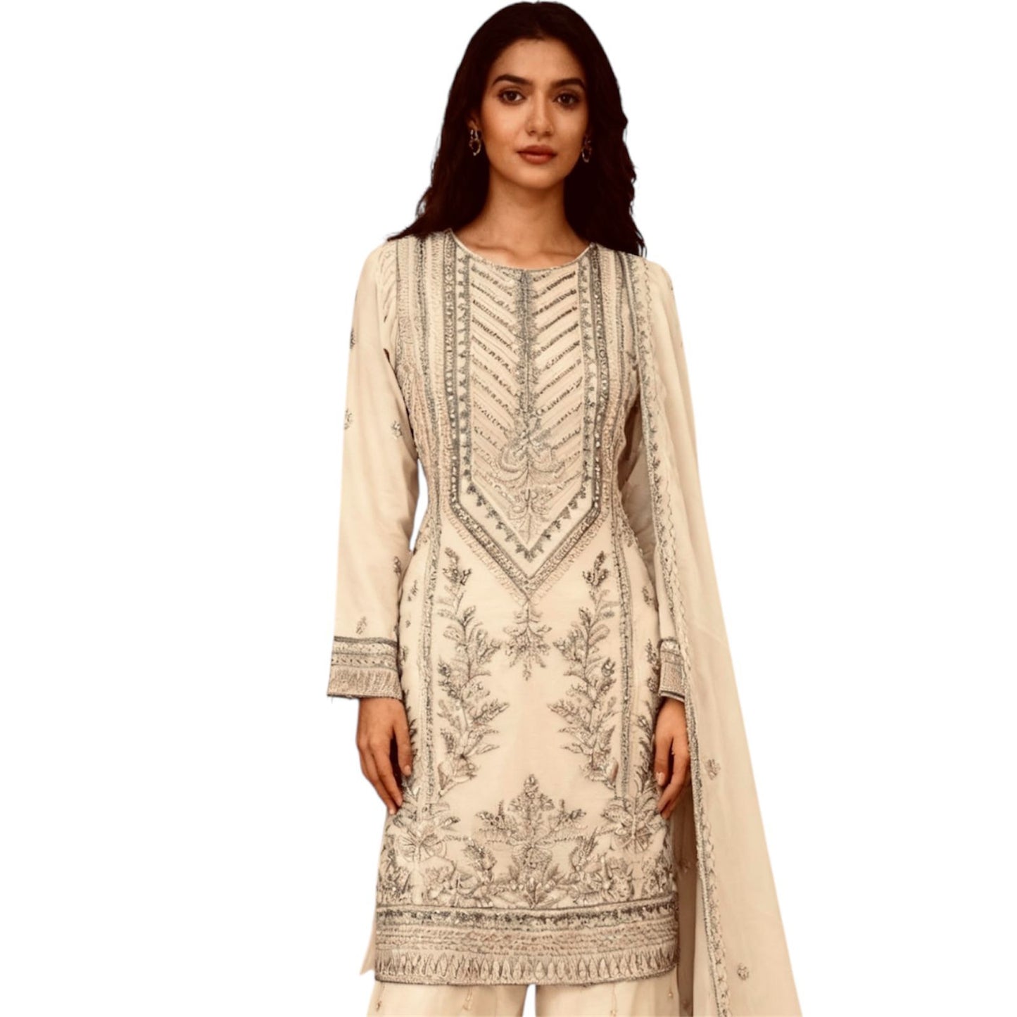 Womenswear Sharara Outfit with Embroidery and Stone Work, Long Sleeve for  Comfortable Lightweight Soft  Chiffon