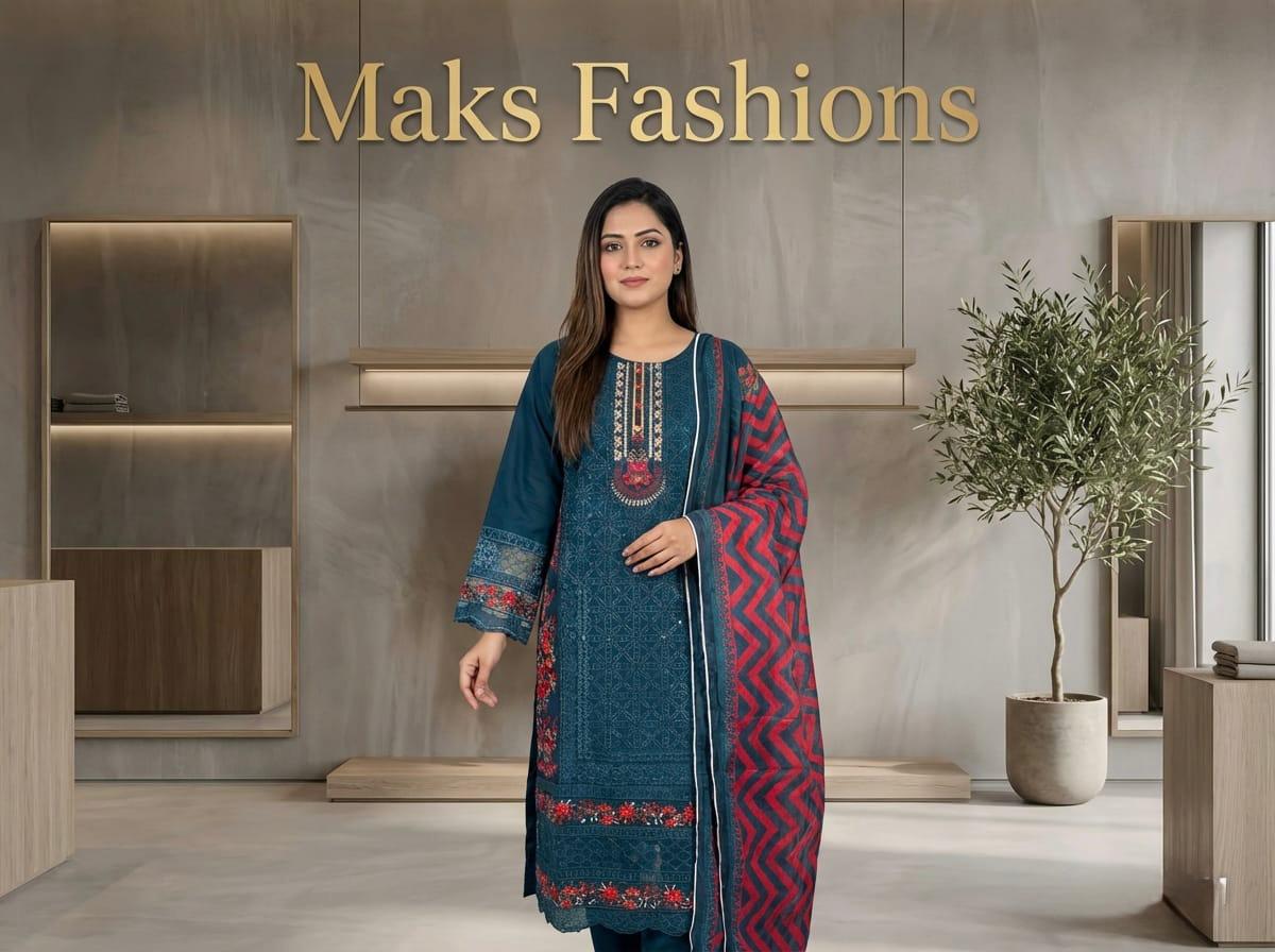 Embroidered Sequins suit with trouser suit and printed duppata