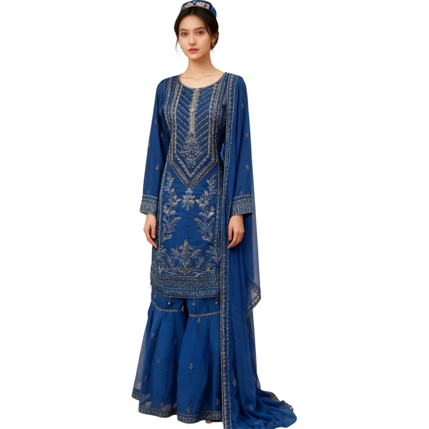 Womenswear Sharara Outfit with Embroidery and Stone Work, Long Sleeve for  Comfortable Lightweight Soft  Chiffon